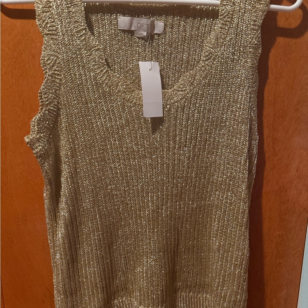 LOFT Gold Metallic Tank Top